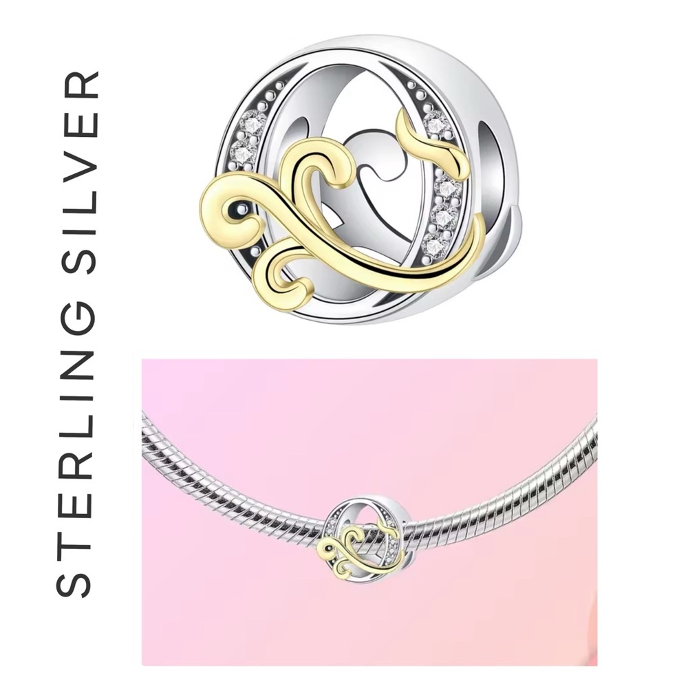 🐘🐘 Sterling Silver 14K Gold Plated Letter “O” Charm